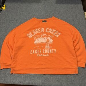 Anthropologie Retro Brand Beaver Creek Distressed 1960 Style Crewneck S Oversize